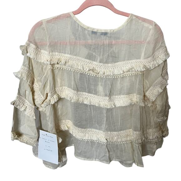 Adrift Fifi Jacket Soloni Palace white fringe tie front tassels small NWT - Picture 2 of 5